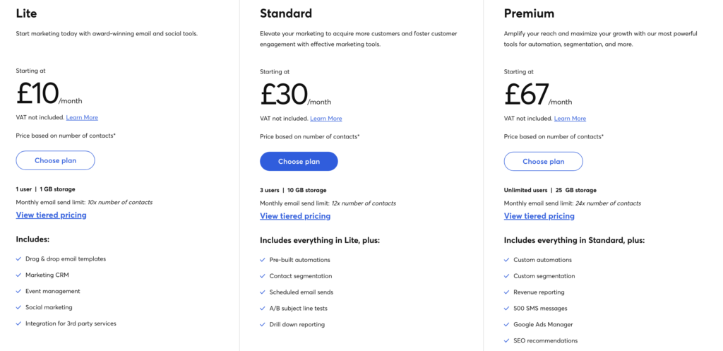 Mailchimp vs Constant Contact: Constant Contact pricing